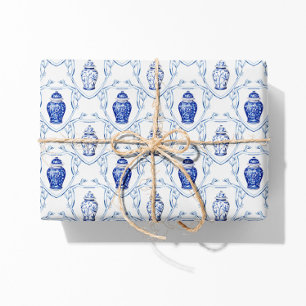Ginger Jar Blue and White Chinoiserie  Wrapping Paper Sheet