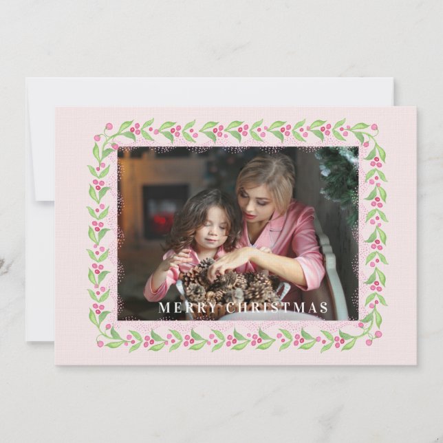 Ginger Jar & Christmas Berries Crest Monogram Invitation (Front)