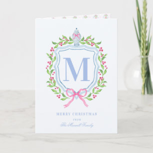 Ginger Jar & Christmas Berries Monogram Photo Card
