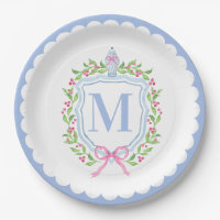 Ginger Jar & Christmas Berries Monogram Scalloped