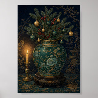 Ginger Jar Christmas Emerald Chinoiserie Still Lif Poster