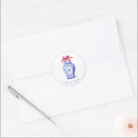Ginger Jar Monogram | Red Bow Classic Round Sticker<br><div class="desc">This chic design features Chinoiserie ginger jar with a blue monogram and a red bow surrounded by pumpkins. You can personalise with your monogram initial and your name.</div>