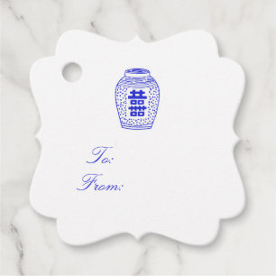 Ginger Jar White and Blue Gift Tag Simple!