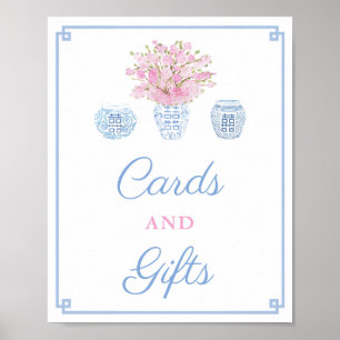 Ginger Jars Pink Blue Cards & Gifts Baby Shower Poster