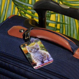 Ginger Kitten in a Flower Garden Luggage Tag