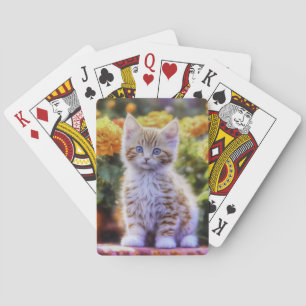 Ginger Kitten in a Flower Garden Playing Cards