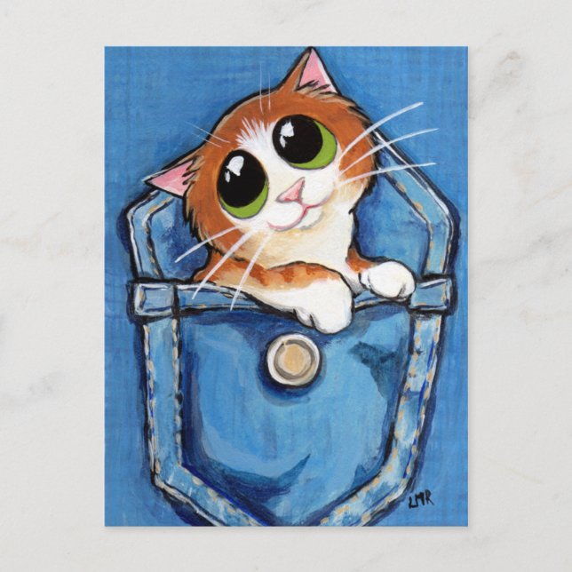 Ginger Kitten in Pocket Art Postcard (Front)