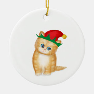 Ginger kitten personalised Christmas tree ornament