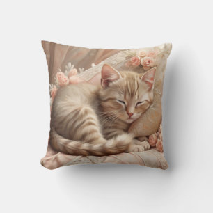 Ginger Kitten Sleeping (Shabby Chic) Cushion