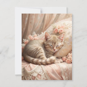 Ginger Kitten Sleeping (Shabby Chic) Postcard
