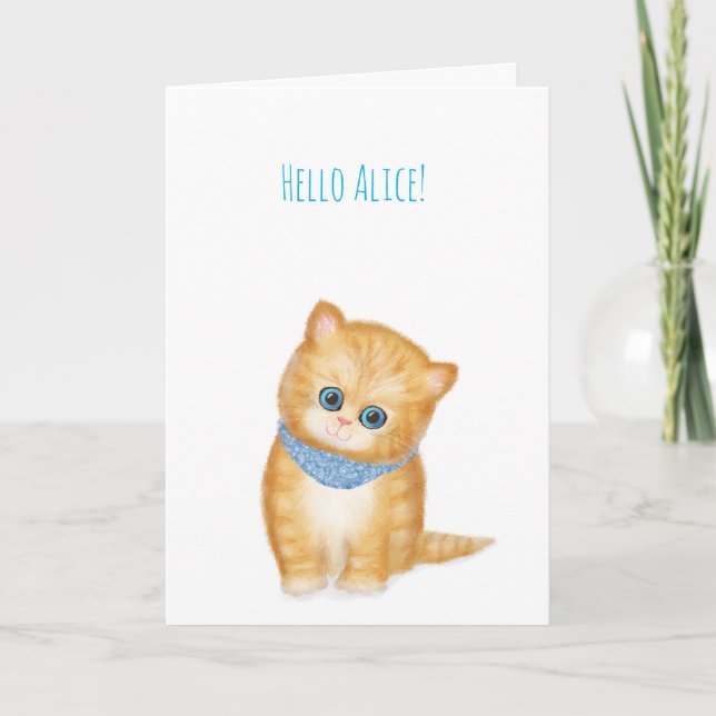 Ginger kitten thinking of you card (Front)