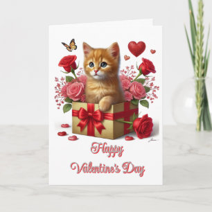 Ginger Kitten Valentine's Day  Card