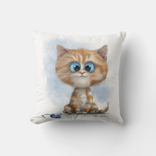 Ginger Kitten with Mouse Cartoon Cushion