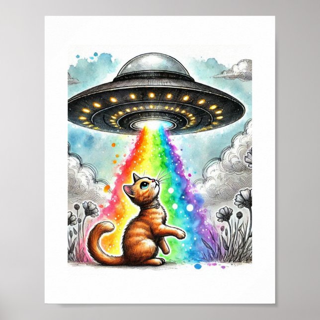 Ginger Kitty and UFO Poster (Front)