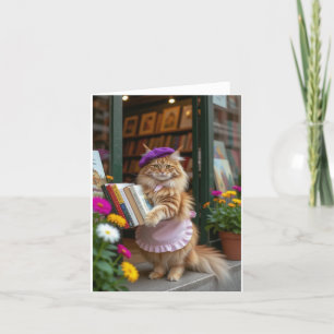 Ginger Kitty Selling Art Books Thank You Card