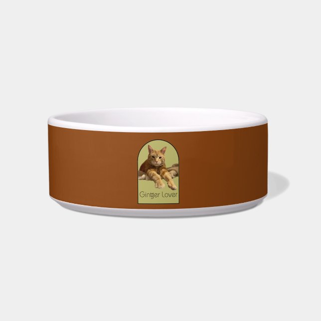 Ginger Lover Saddle Brown Ceramic Pet Bowl (Front)