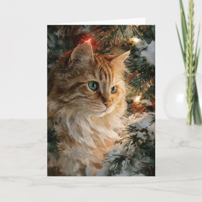 Ginger Maine Coon Christmas Card (Front)