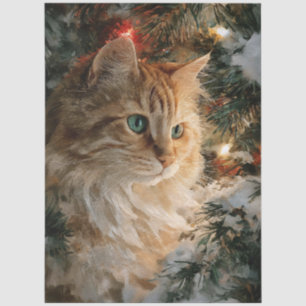 Ginger Maine Coon Christmas Decoupage Tissue Paper