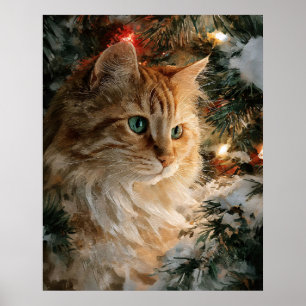 Ginger Maine Coon Christmas Poster