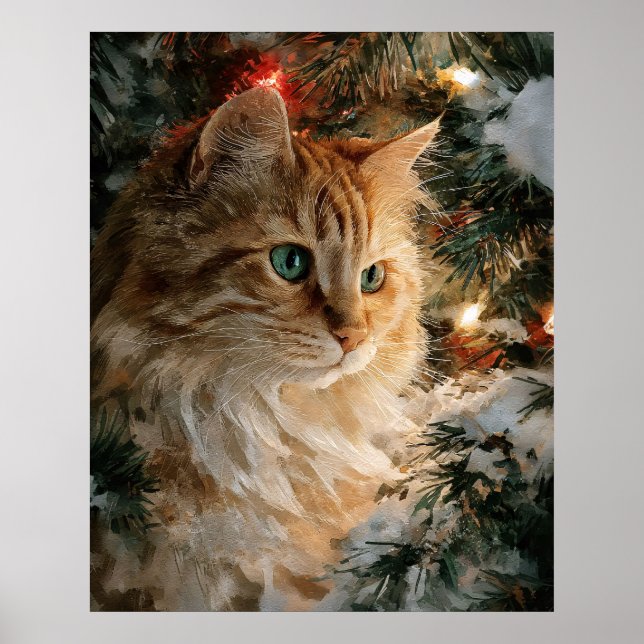 Ginger Maine Coon Christmas Poster (Front)
