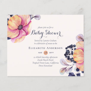 Ginger Navy Floral Baby Shower Invites BUDGET