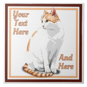 Ginger Orange and White Cat Personalised Ceramic Tile