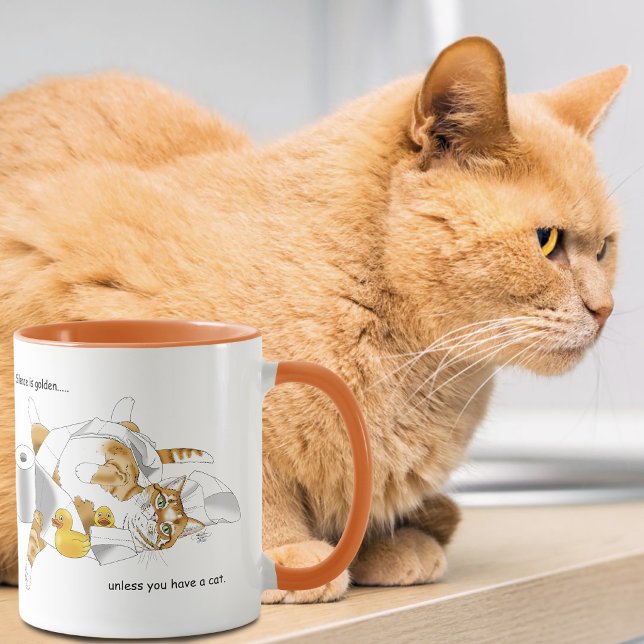 Ginger Orange Cat Funny Toilet Paper Green Mug (Creator Uploaded)