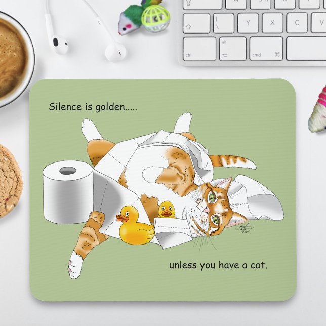 Ginger Orange Cat Funny Toilet Paper Mouse Pad (Creator Uploaded)