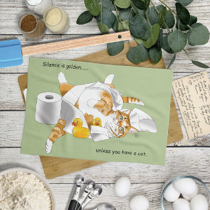 Ginger Orange Cat Funny Toilet Paper Tea Towel
