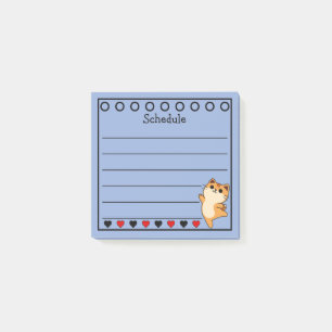 Ginger Orange Cat Schedule Blue Post-it Notes