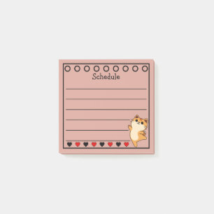 Ginger Orange Cat Schedule Pink Post-it Notes