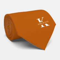 Ginger Orange Elegant Monogram + Name | One-Sided