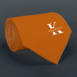 Ginger Orange Elegant Monogram   Name | Two-Sided Tie<br><div class="desc">An elegant necktie featuring a bold white monogram across a Ginger color background. On top of this monogram sits your first or last name spelled out in all capitals. If you prefer a bolder look for the personal name inside of the large letter you can do the following: Use the...</div>