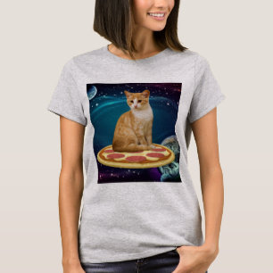 GINGER PIZZA CAT IN SPACE funny T-shirts