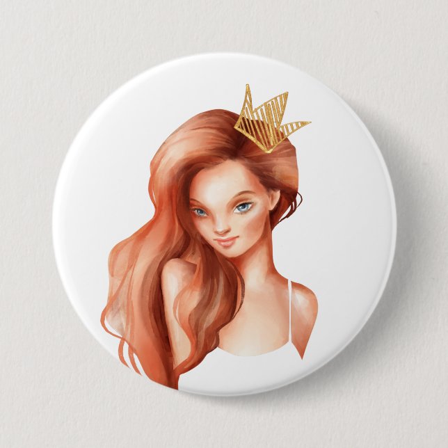 Ginger princess 7.5 cm round badge (Front)