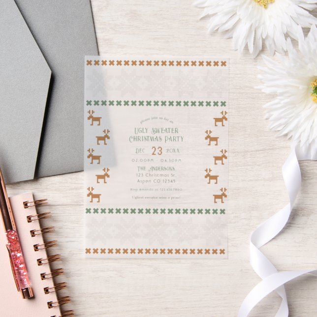 Ginger Snap Ugly Sweater Christmas Party Vellum Invitations (Wedding)
