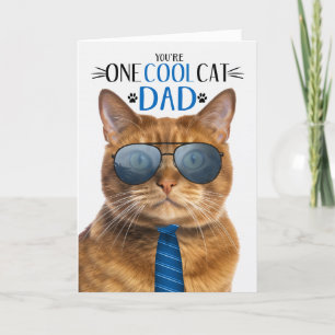 Ginger Tabby Cat Father's Day One Cool Cat Holiday Card