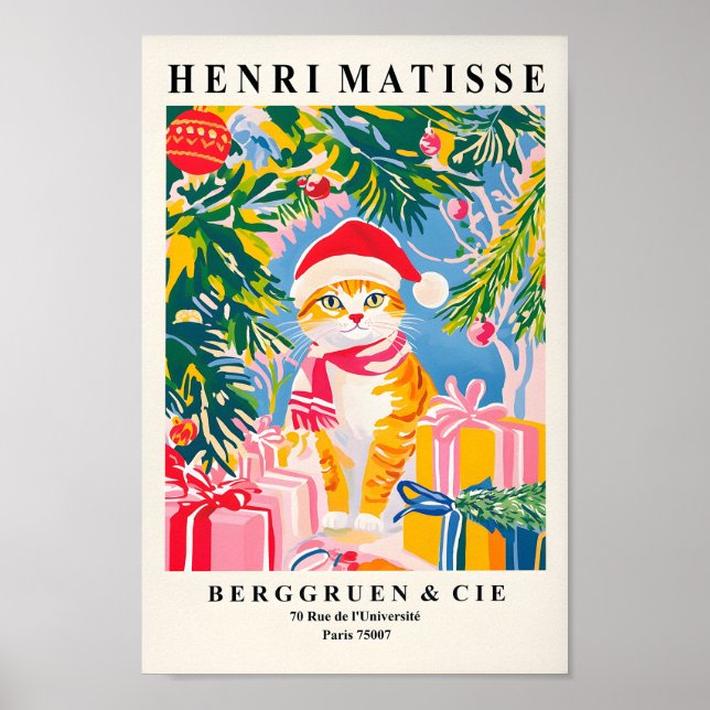 Ginger Tabby Cat In Santa Hat, Christmas Print Dec (Front)