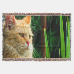 Ginger Tabby Cat Meditation Throw Blanket