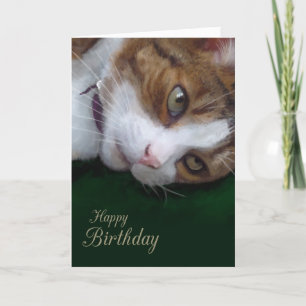Ginger Tabby Cat Personalizable Happy Birthday Card