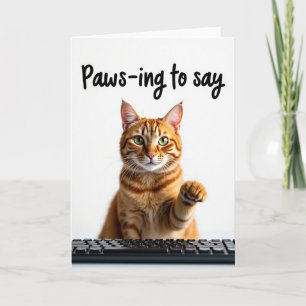 Ginger Tabby Pawsing To Say Card