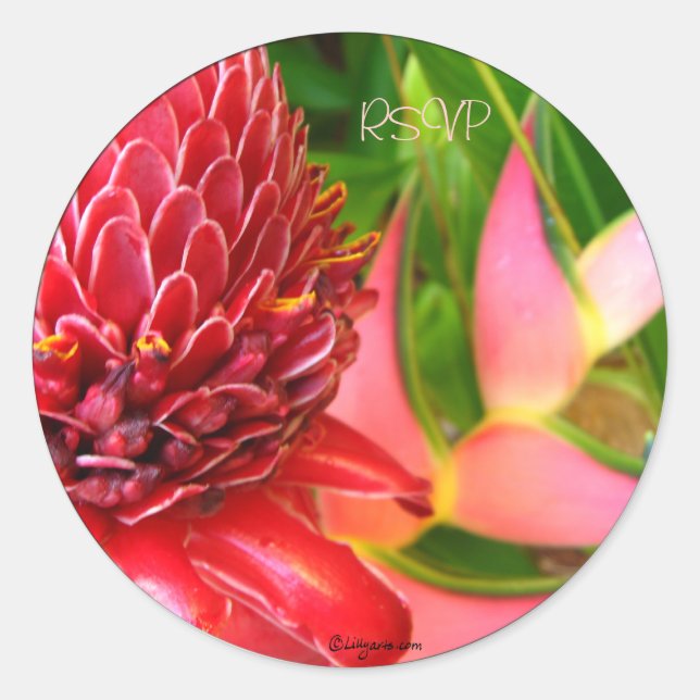 Ginger Tropical Wedding Envelope Seals/ Stickers (Front)