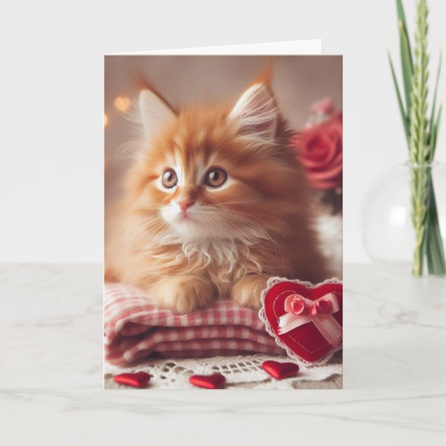 Ginger Valentine Kitten Card (Front)