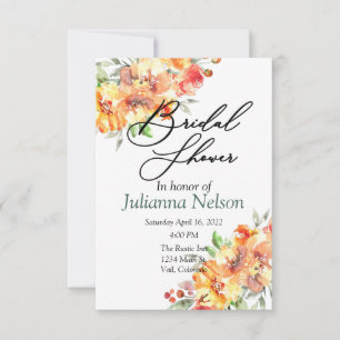Ginger watercolor floral invitation