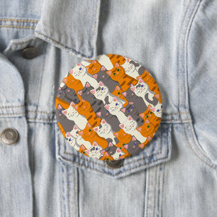 Ginger white black cat diagonal pattern 10 cm round badge