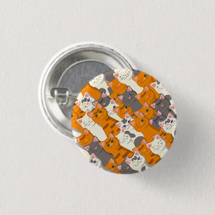 Ginger white black cat diagonal pattern 3 cm round badge