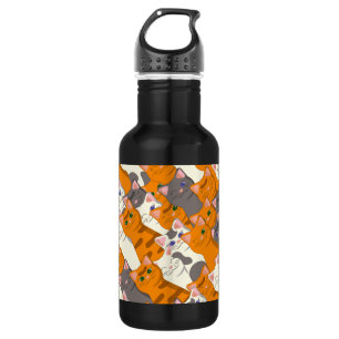 Ginger white black cat diagonal pattern 532 ml water bottle