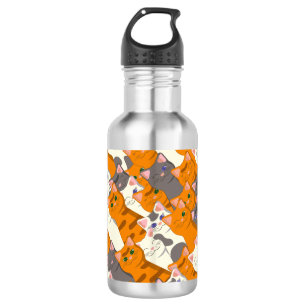 Ginger white black cat diagonal pattern 532 ml water bottle