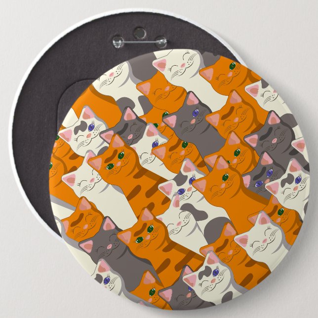 Ginger white black cat diagonal pattern 6 cm round badge (Front & Back)