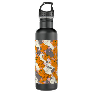 Ginger white black cat diagonal pattern 710 ml water bottle